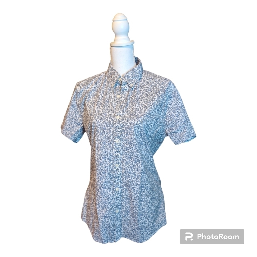 Abercrombie & Fitch Short Sleeve Button Up  Stretch Super Slim SZ L